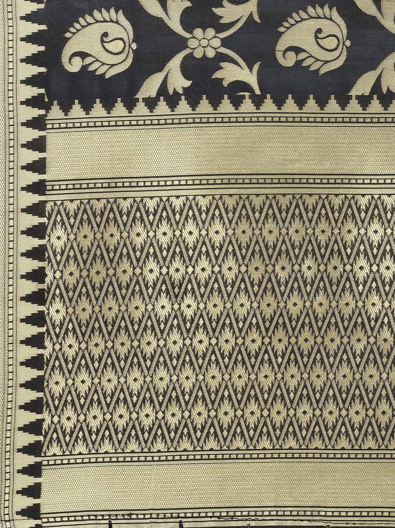 Black Poly Silk Banarasi Womens Dupatta