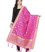 Pink Poly Silk Banarasi Womens Dupatta