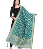 Turquoise Poly Silk Banarasi Womens Dupatta