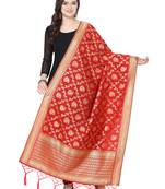 Red Poly Silk Banarasi Womens Dupatta