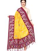 Yellow Bhagalpuri Silk Printed Womens Dupatta