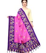 Pink Bhagalpuri Silk Printed Womens Dupatta