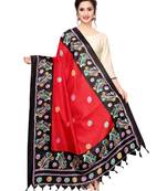 Red Bhagalpuri Silk Printed Womens Dupatta