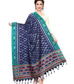 Navy Blue Bhagalpuri Silk Printed Womens Dupatta