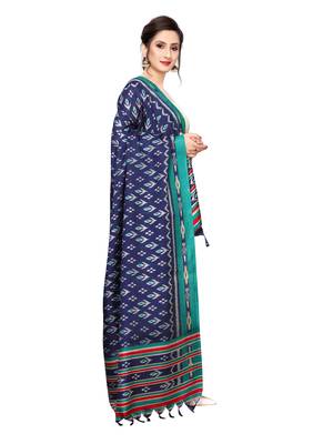 Navy Blue Bhagalpuri Silk Printed Womens Dupatta 2