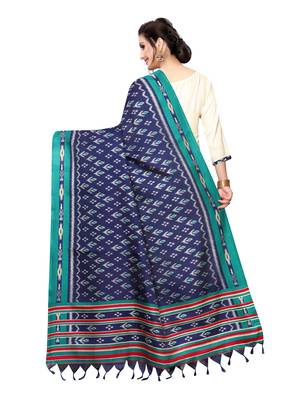 Navy Blue Bhagalpuri Silk Printed Womens Dupatta 4