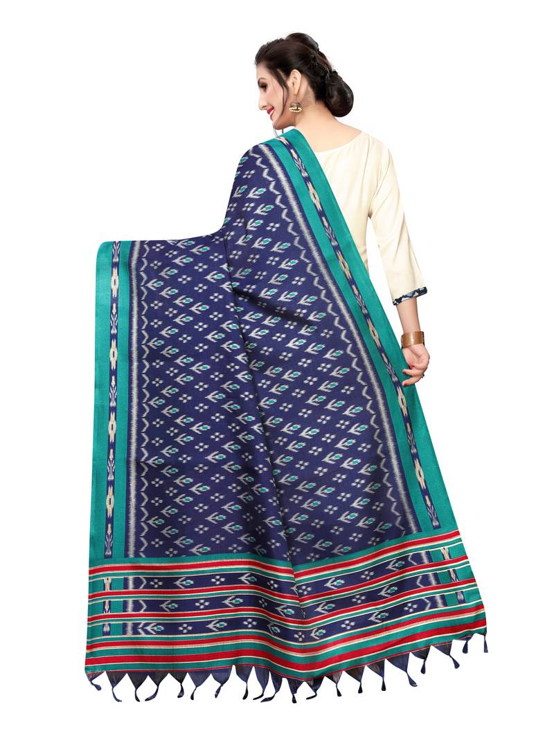 Navy Blue Bhagalpuri Silk Printed Womens Dupatta