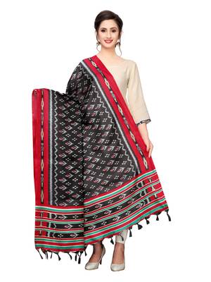 Black Bhagalpuri Silk Printed Womens Dupatta 1