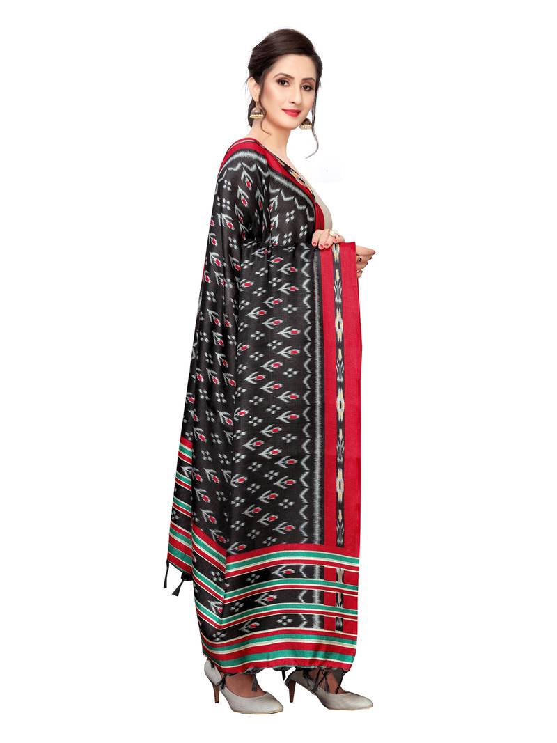 Black Bhagalpuri Silk Printed Womens Dupatta