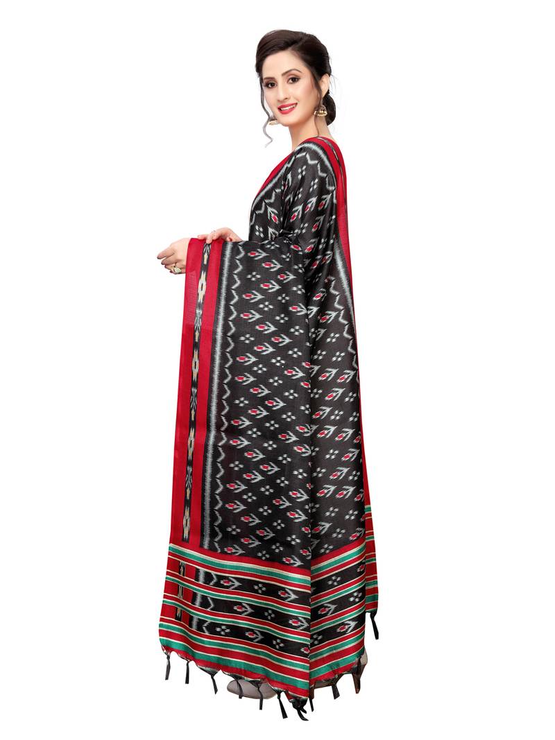 Black Bhagalpuri Silk Printed Womens Dupatta