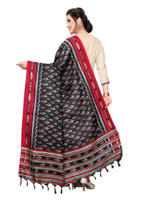 Black Bhagalpuri Silk Printed Womens Dupatta 4