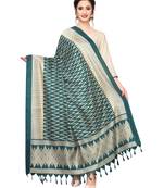 turquoise Bhagalpuri Silk Printed Womens Dupatta