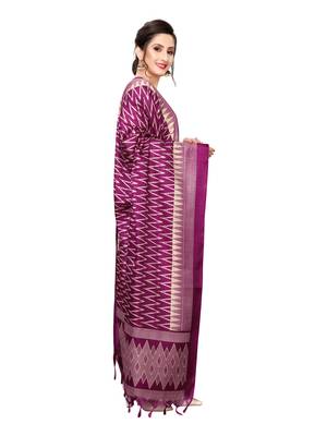 Pink (Rani) Bhagalpuri Silk Printed Womens Dupatta 1