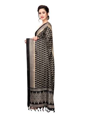 Black Bhagalpuri Silk Printed Womens Dupatta 3