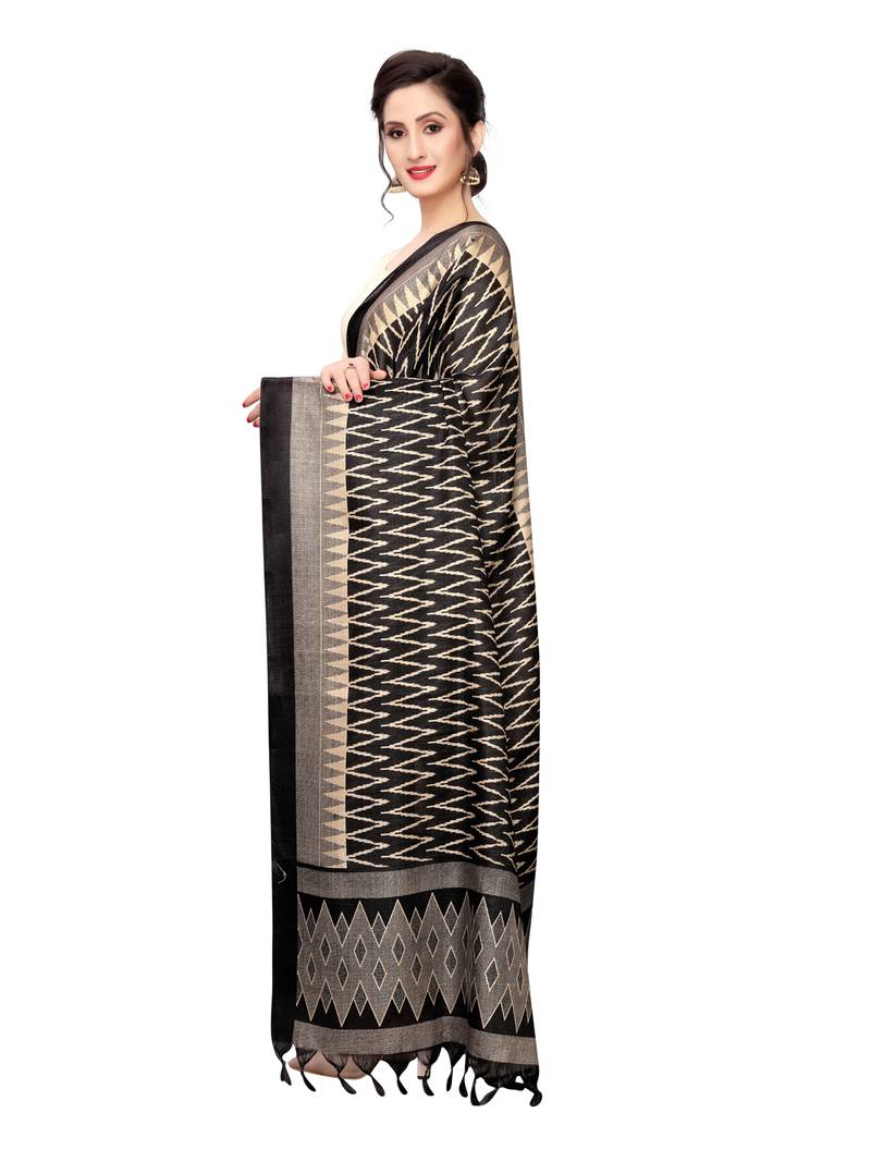 Black Bhagalpuri Silk Printed Womens Dupatta