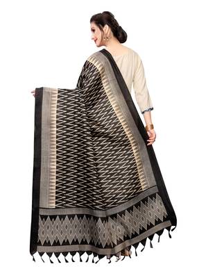 Black Bhagalpuri Silk Printed Womens Dupatta 4