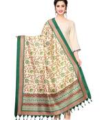 Beige Bhagalpuri Silk Printed Womens Dupatta