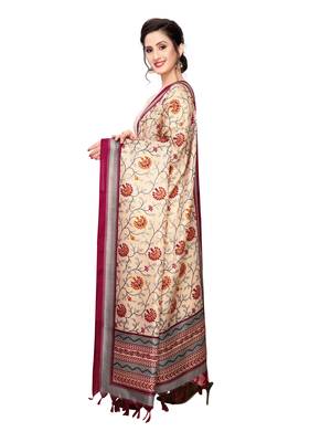 Beige Bhagalpuri Silk Printed Womens Dupatta 3