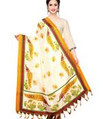 Off White Bhagalpuri Silk Printed Womens Dupatta