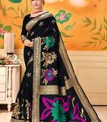 Black Woven Silk Blend Saree With Blouse