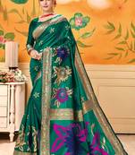 Light Navy Blue Woven Silk Blend Saree With Blouse
