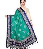 turquoise Bhagalpuri Silk Printed Womens Dupatta