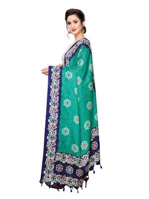 turquoise Bhagalpuri Silk Printed Womens Dupatta 3