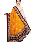 Orange Bhagalpuri Silk Printed Womens Dupatta
