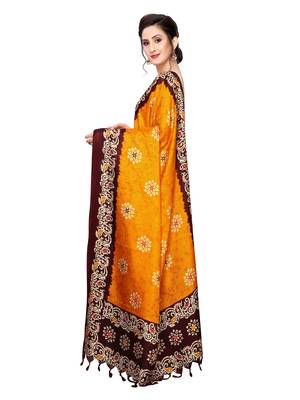 Orange Bhagalpuri Silk Printed Womens Dupatta 3