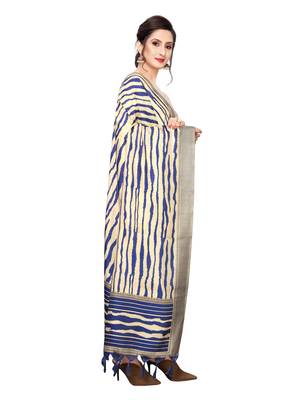 Beige Bhagalpuri Silk Printed Womens Dupatta 2