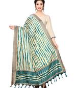 Beige Bhagalpuri Silk Printed Womens Dupatta