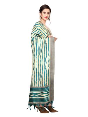 Beige Bhagalpuri Silk Printed Womens Dupatta 2