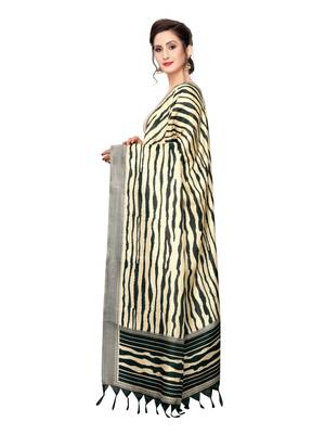 Beige Bhagalpuri Silk Printed Womens Dupatta 3