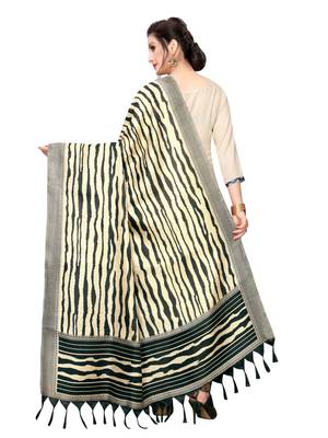 Beige Bhagalpuri Silk Printed Womens Dupatta 4