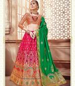 Pink Jacquard Banarasi Silk A-line Lehenga With Blouse