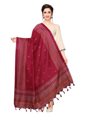 Maroon Bhagalpuri Silk Printed Womens Dupatta 1