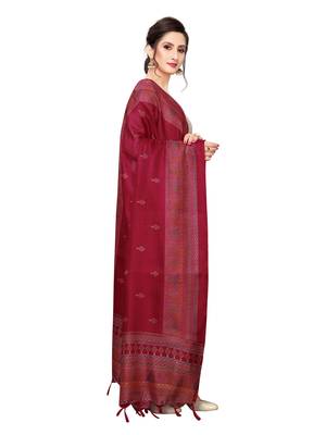 Maroon Bhagalpuri Silk Printed Womens Dupatta 2