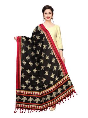 Black Bhagalpuri Silk Printed Womens Dupatta 1