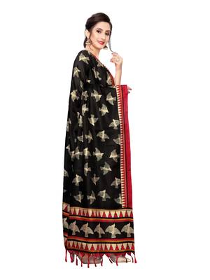 Black Bhagalpuri Silk Printed Womens Dupatta 2