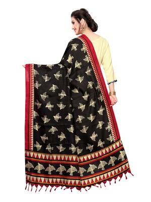 Black Bhagalpuri Silk Printed Womens Dupatta 4