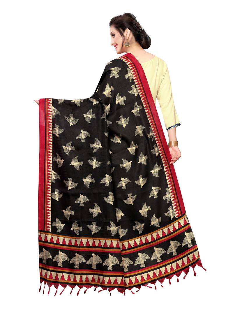 Black Bhagalpuri Silk Printed Womens Dupatta