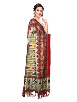 Beige Bhagalpuri Silk Printed Womens Dupatta 2