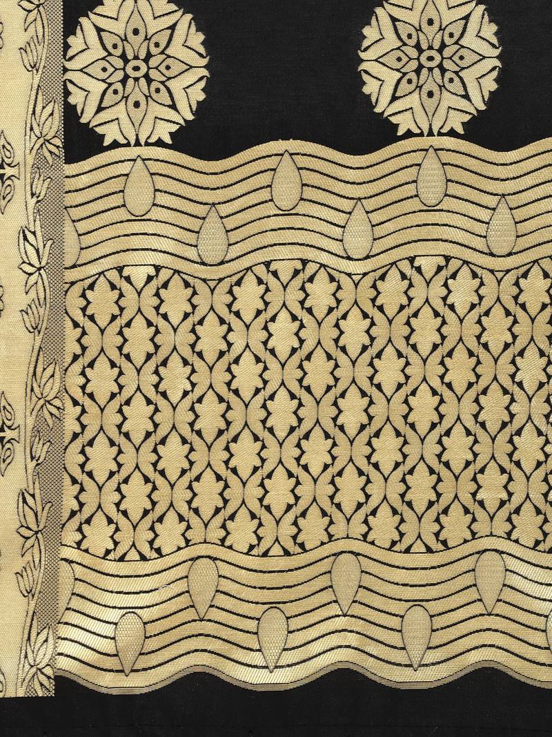 Black Poly Silk Banarasi Womens Dupatta