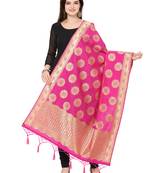 Pink Poly Silk Banarasi Womens Dupatta
