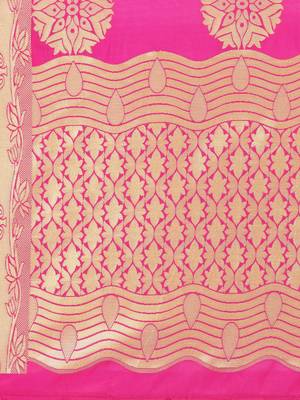 Pink Poly Silk Banarasi Womens Dupatta 4
