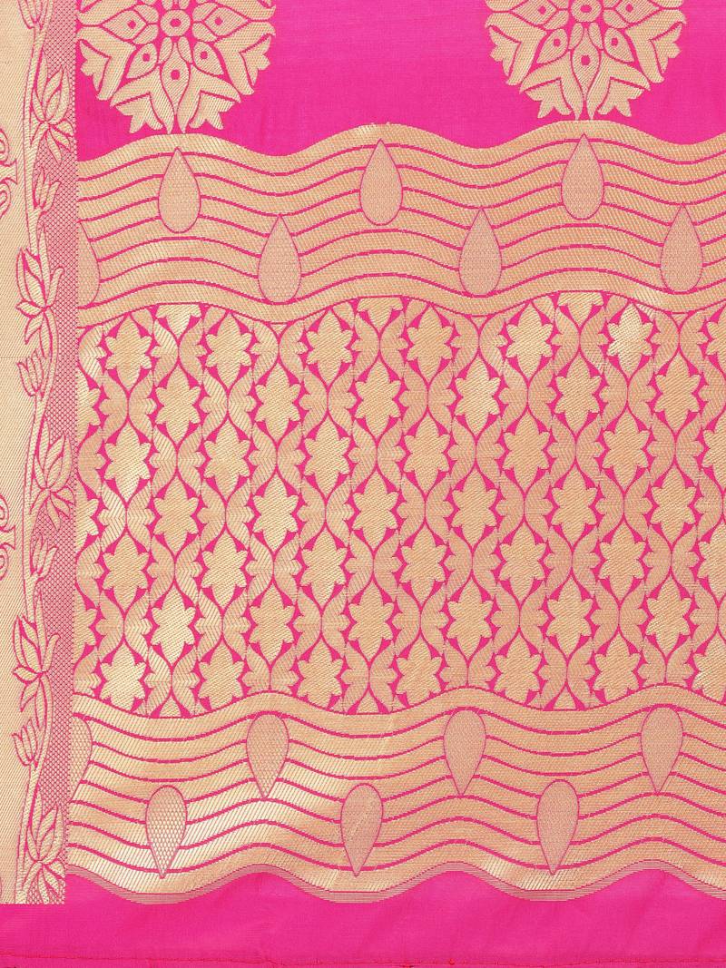 Pink Poly Silk Banarasi Womens Dupatta