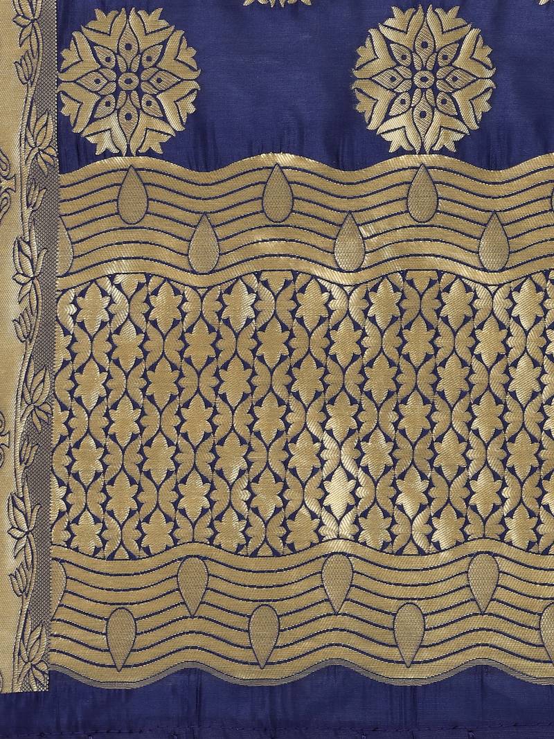Navy Blue Poly Silk Banarasi Womens Dupatta