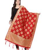 Red Poly Silk Banarasi Womens Dupatta