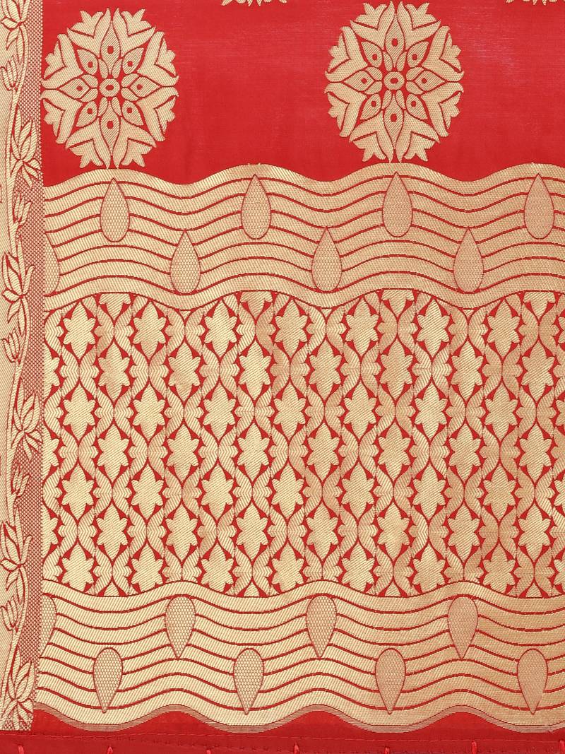 Red Poly Silk Banarasi Womens Dupatta