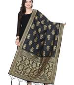 Black Poly Silk Banarasi Womens Dupatta
